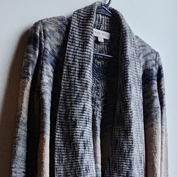 Knox Rose Tan/Brown Striped Open Cardigan With Fringe Size XS - Picture 2 of 14